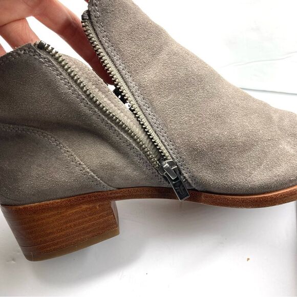 Frye Ray Belted STO Grey Suede Bootie Triple Buckle 9 M Boho Western Boots - Picture 9 of 16